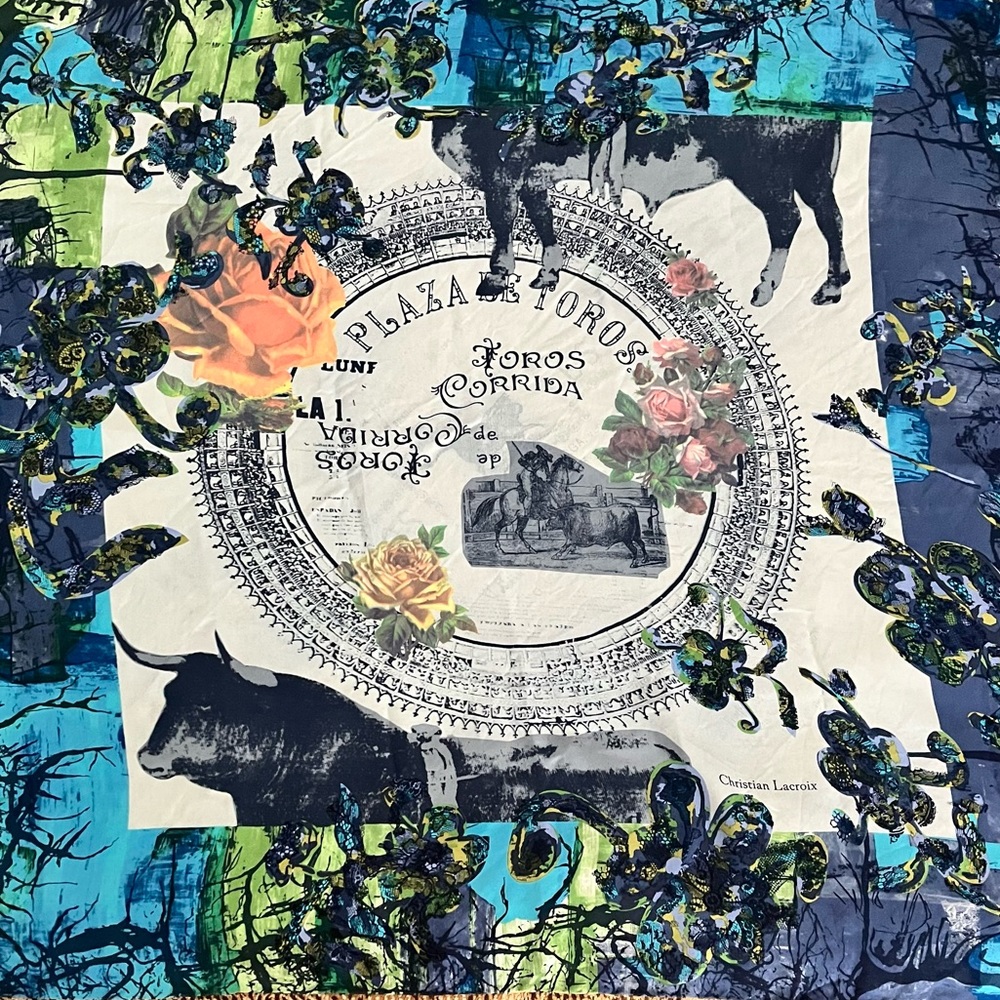 Christian Lacroix vintage silk scarf, Plaza De Toros.